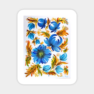 Blue Harmony Watercolor Painting Magnet