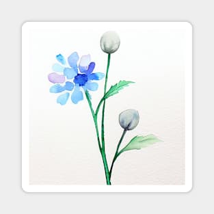 Blue Watercolor Flowers - In Budding, in Bloom Magnet