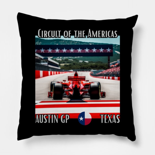 Circuit of the Americas, Austin GP, Texas, formula 1, usa grand prix Pillow by Pattyld