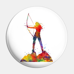 Girl Archery Watercolor Pin