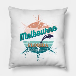 Melbourne Florida Exploding Retro Sunset Pillow