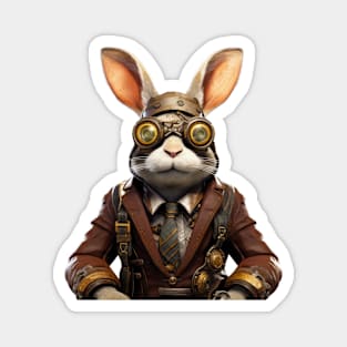 Clockwork Steampunk Bunny - Vintage Gear Engineer Art Magnet