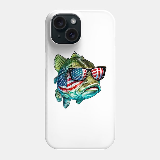 Cool American Bass Fish #5 Phone Case by Chromatic Fusion Studio