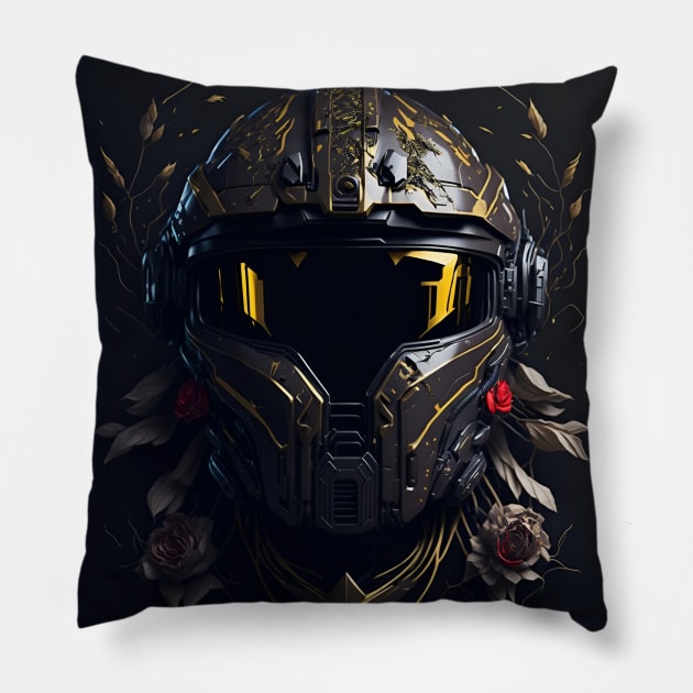 Halo Master Chief Helmet 01 - Gold & Rose COLLECTION Pillow by trino21