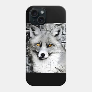 Fox Black and White Spray Paint Wall Phone Case