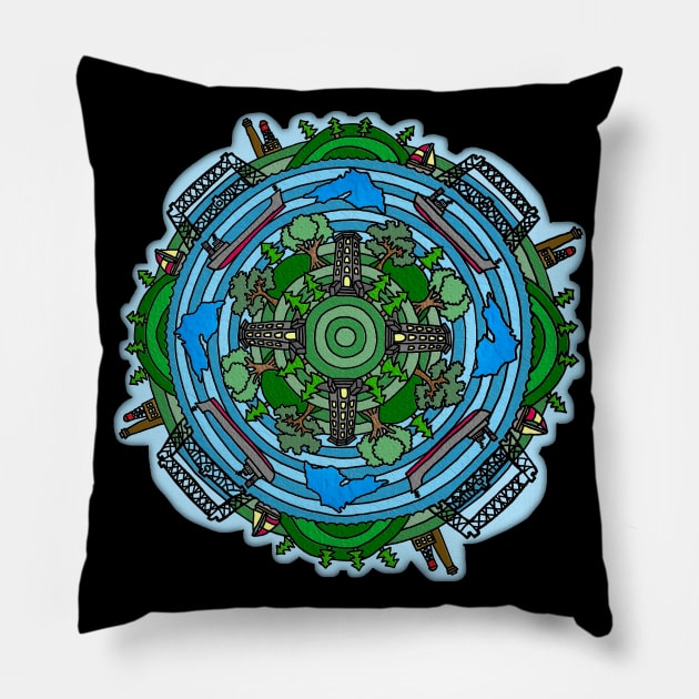 Duluth, Minnesota Themed Mandala Style Drawing Pillow by gorff