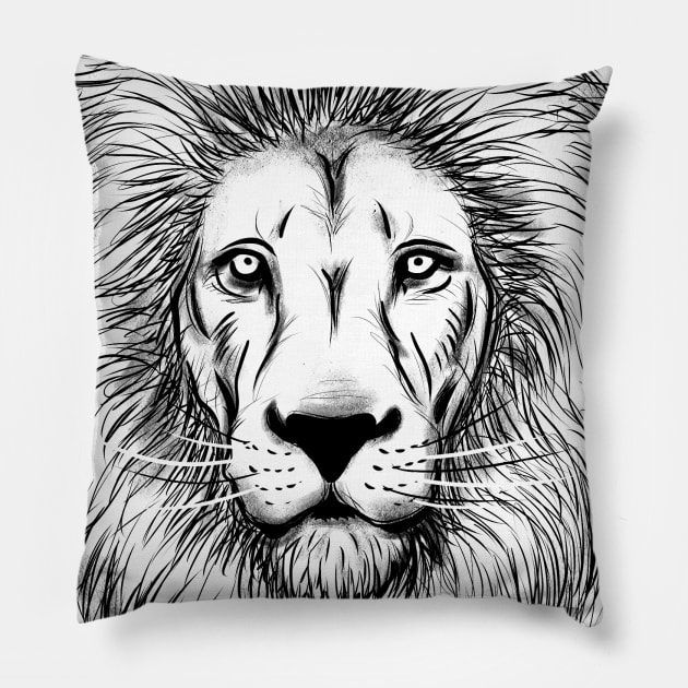 Lion Head Sketch Pillow by zemluke