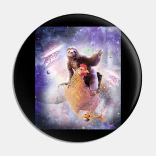 Space Sloth Riding Chicken, Galaxy Sloths Chickens, Funny Pin