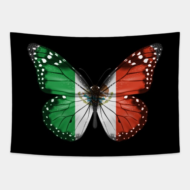 Mexican Flag  Butterfly - Gift for Mexican From Mexico Tapestry by Country Flags