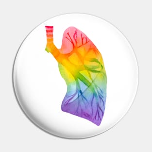 Watercolor Rainbow Lung (white) Pin