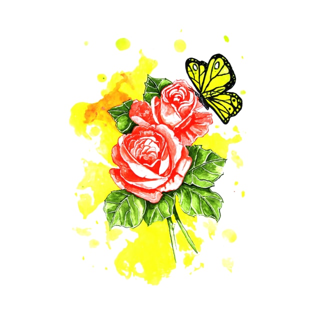 Butterfly And Rose by Dwaynehamiltonartist