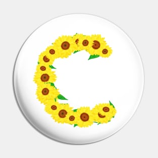 Sunflowers Initial Letter C (White Background) Pin