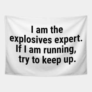 I am the explosives expert. If I am running, try to keep up. Black Tapestry