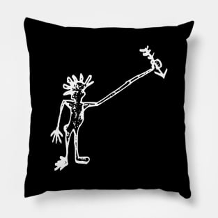 Man with Arrow Doodle White Pillow