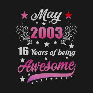 Born in May 2003 17th Birthday Gifts 17 Years Old T-Shirt