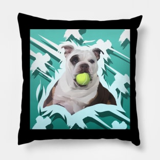 Cute The Dog With Ball- vector art the dog Pillow