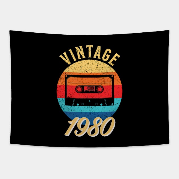 Vintage Year Since 1980 | Cassette | 42nd Birthday Gift Tapestry by jiromie