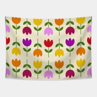 Scandinavian Style Colorful on Cream Flower Pattern Tapestry