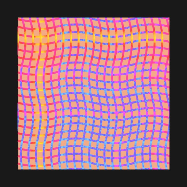 Wavy Plaid Rainbow on Soft Orange Repeat 5748 by ArtticArlo