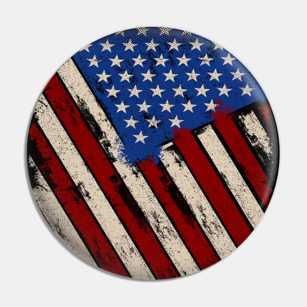 Distressed American Flag Vintage US Flag Pin by PoshPrints