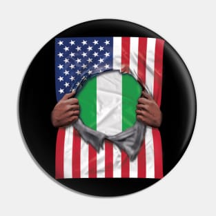 Nigeria Flag American Flag Ripped - Gift for Nigerian From Nigeria Pin