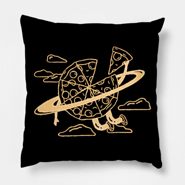 Space Pizza Planet Pillow by InkyArt