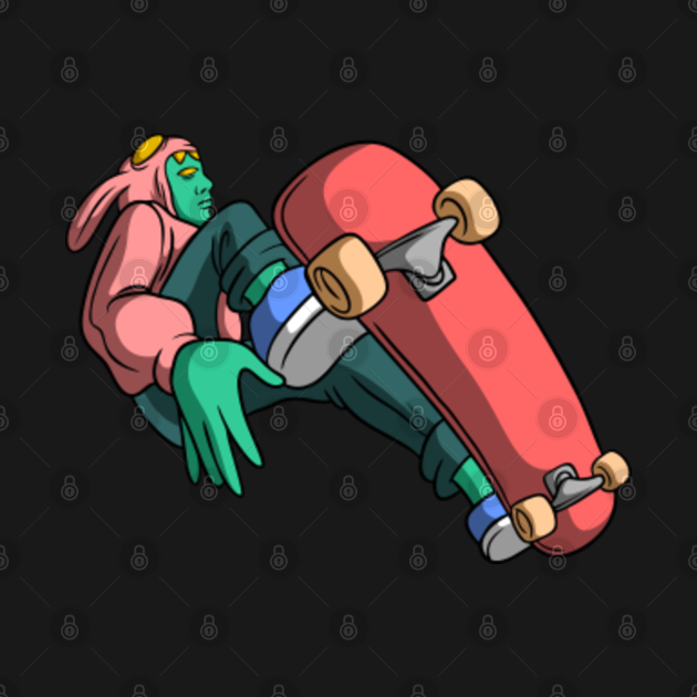 The Skater Alien Skateboarding Alien TShirt TeePublic