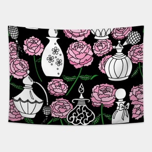 Perfume and Peonies Black Palette Tapestry