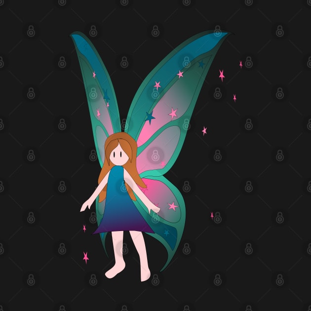 Fairy with Aqua and Pink Wings by Nutmegfairy