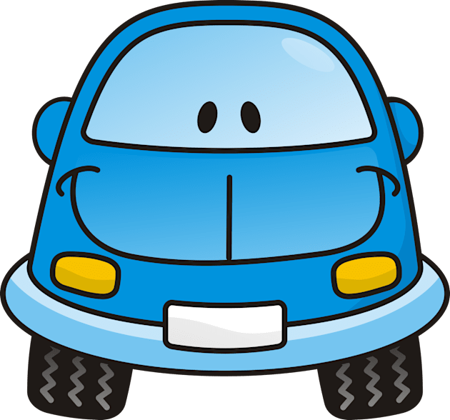 Blue Cartoon Car Kids T-Shirt by sifis