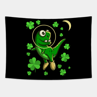 Funny St. Patrick’s Day Dinosaur Space Adventure Gift Shamrock Tapestry