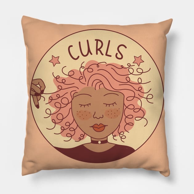 Girl with curls Pillow by Wlaurence