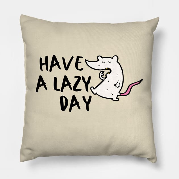 Sleepy Rat Lazy Introvert Awkward Relax Cute Funny Sarcastic Happy Fun Inspirational Gift Pillow by EpsilonEridani