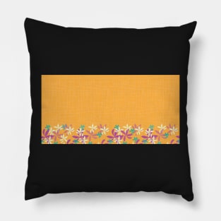 Colorful Pinwheel flowers on orange grid background Pillow