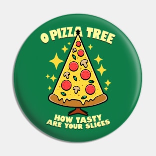 O Pizza Tree Funny Pizza Christmas Tree Pin