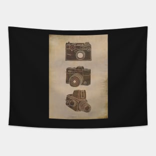 Vintage photographic camera sketches. Tapestry