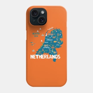 Netherlands Illustrated Map Phone Case