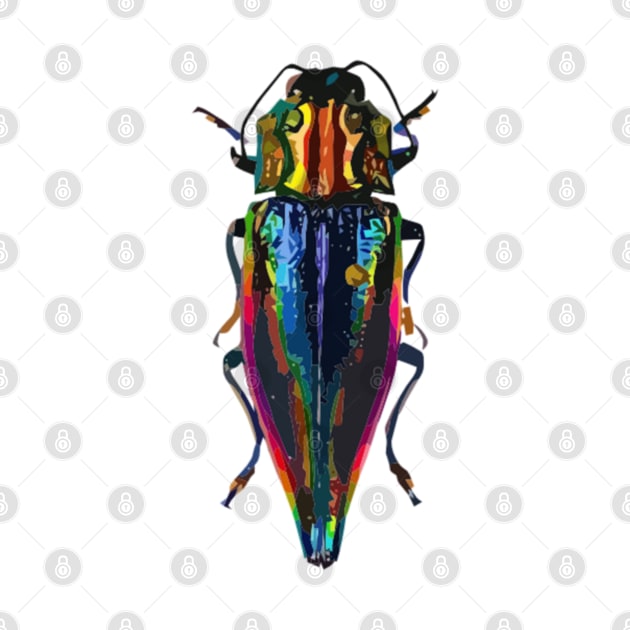 Raindow Metallic Jewel Beetle Digital Painting by gktb