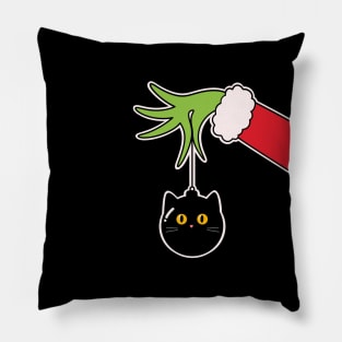 Grinch’s Hand Holding a Cat Ball - Funny T-shirt for Christmas Pillow