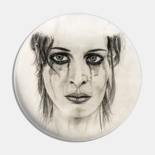 Crying girl - Drawing in pencil Pin