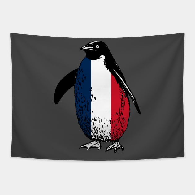 France Vintage Penguin with Flag of France | Funny Penguin Supporting France Tapestry by Mochabonk