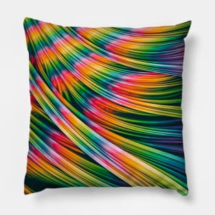 Super Rainbow Abstract Art Strands Pillow