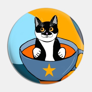 Cute Tuxedo cat in a Cup Tux in a cup of soup  Copyright TeAnne Pin