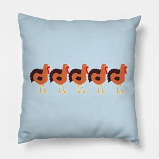 Five Turkey Birds Funny Thanksgiving Animals Pillow