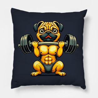 Pug Weightlifting Funny Men Fitness Gym Workout Pillow