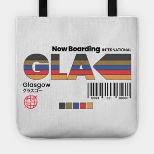 Vintage Glasgow GLA Airport Label Retro Travel Scotland Tote