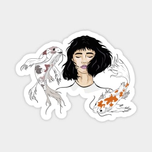 Koi fish girl Magnet