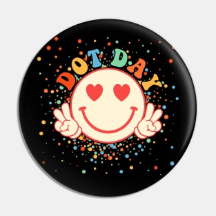 Happy International Dot Day Smile Face Groovy Polka Dot Pin