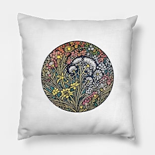 Dandelion Art Positive Flora Minimalist Vintage Pillow