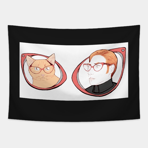 Hux and Millicent in cat eye glasses Tapestry by RekaFodor